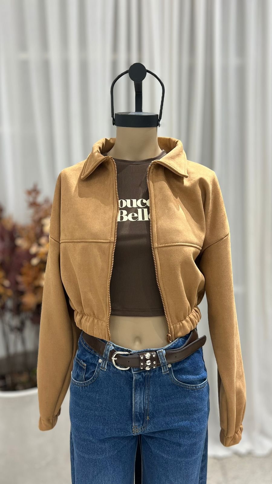 C24 - CAMPERA CUELLITO CIERRE - SUEDE