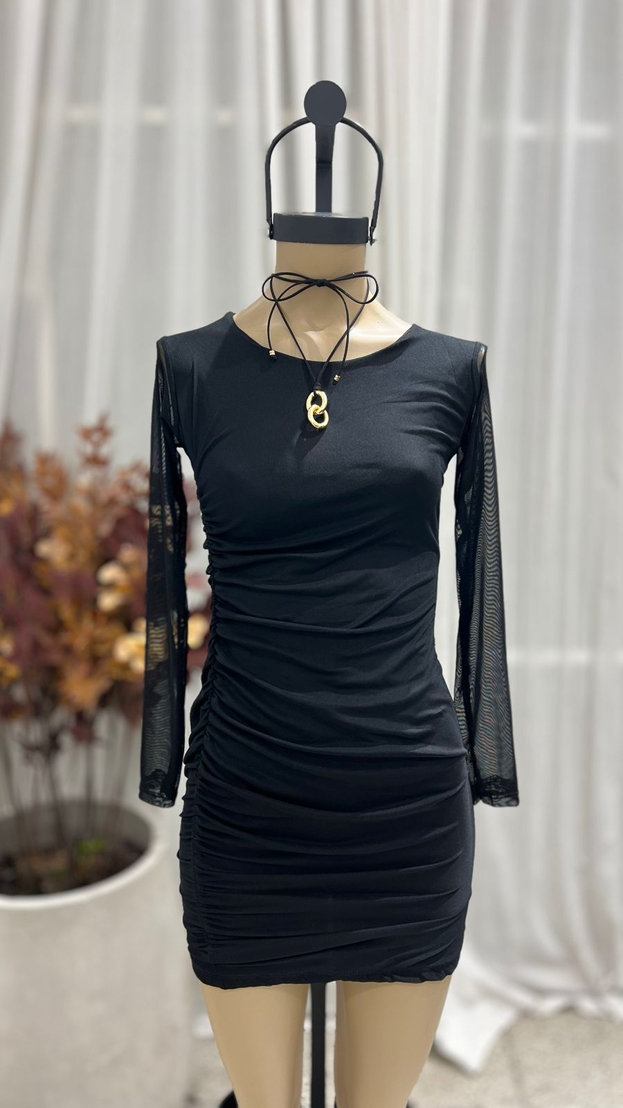 V44 - VESTIDO M/L FRUNCE LOLA - MICROTUL