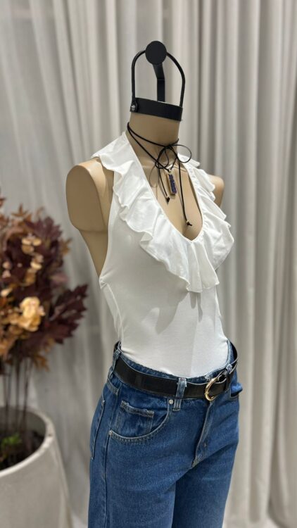 BB44 - BODY S/M CUELLO VOLADO - MODAL GAMUZADO - Imagen 5