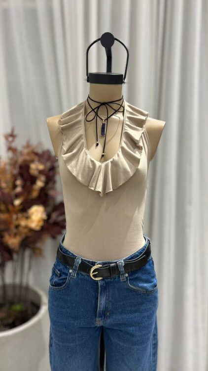 BB44 - BODY S/M CUELLO VOLADO - MODAL GAMUZADO - Imagen 6