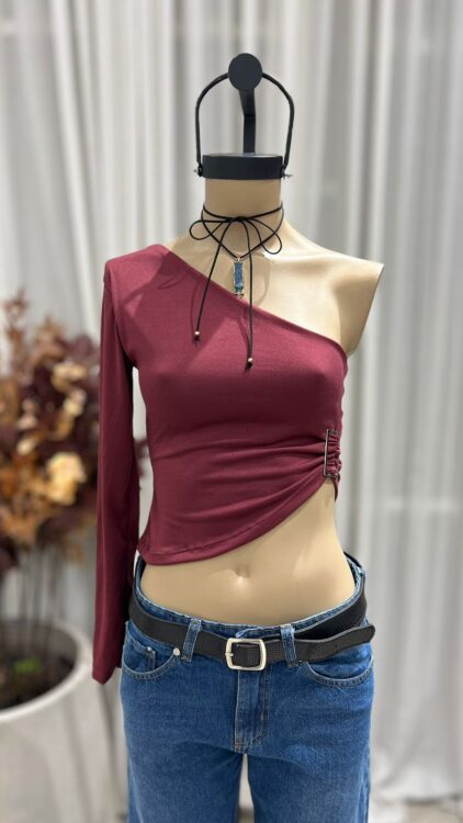 T162 - TOP UNA MANGA HEBILLA - MODAL GAMUZADO