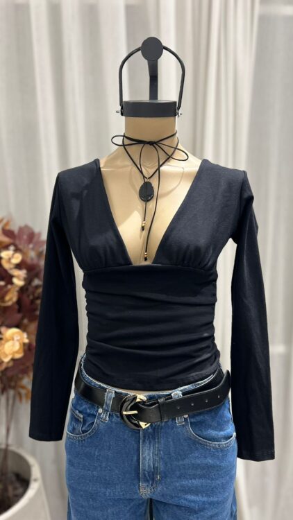T184 - TOP M/L ESCOTE V VISTA - ALGODON LYCRA - Imagen 5