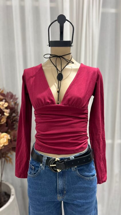 T184 - TOP M/L ESCOTE V VISTA - ALGODON LYCRA