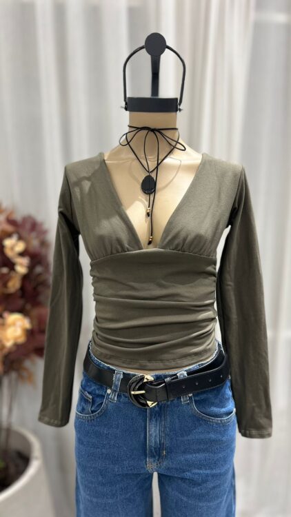 T184 - TOP M/L ESCOTE V VISTA - ALGODON LYCRA - Imagen 3