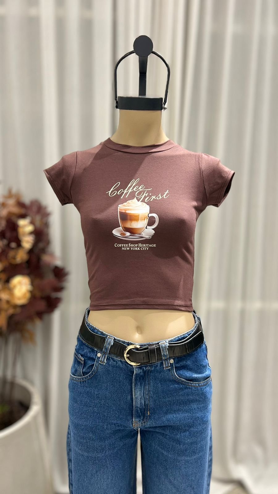 T167 - TOP M/C "COFFEE" - ALGODON LYCRA