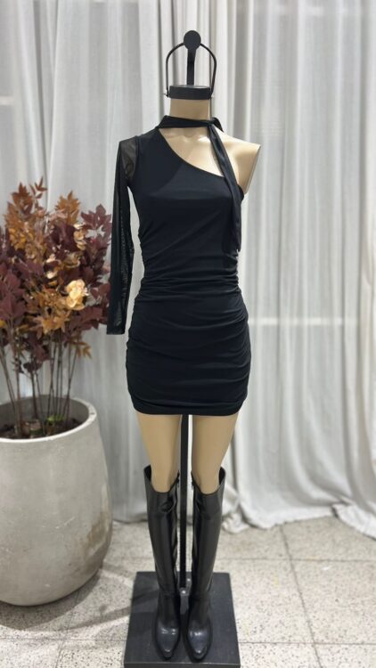 V71 - VESTIDO UNA MANGA TUL LAZO FRUNCE – MICROTUL FORRERIA - Imagen 7