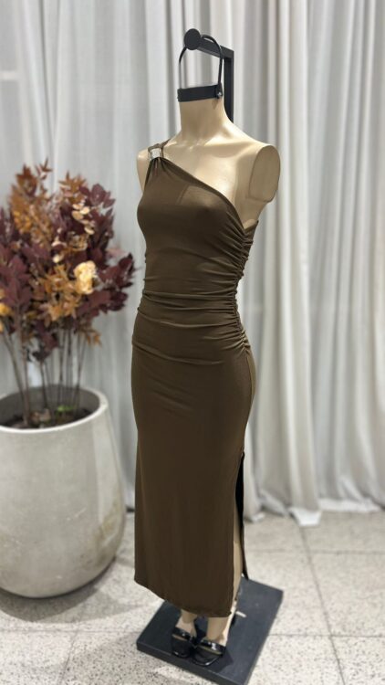 V76 - MAXIVESTIDO UN HOMBRO ACCESORIO "ATHENA" - MODAL GAMUZADO - Imagen 6