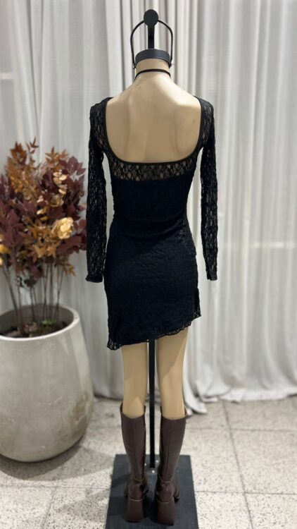 V80 - VESTIDO M/L FORRERIA DELANTERA - ENCAJE ARIA - Imagen 2