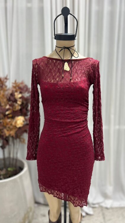 V80 - VESTIDO M/L FORRERIA DELANTERA - ENCAJE ARIA - Imagen 3