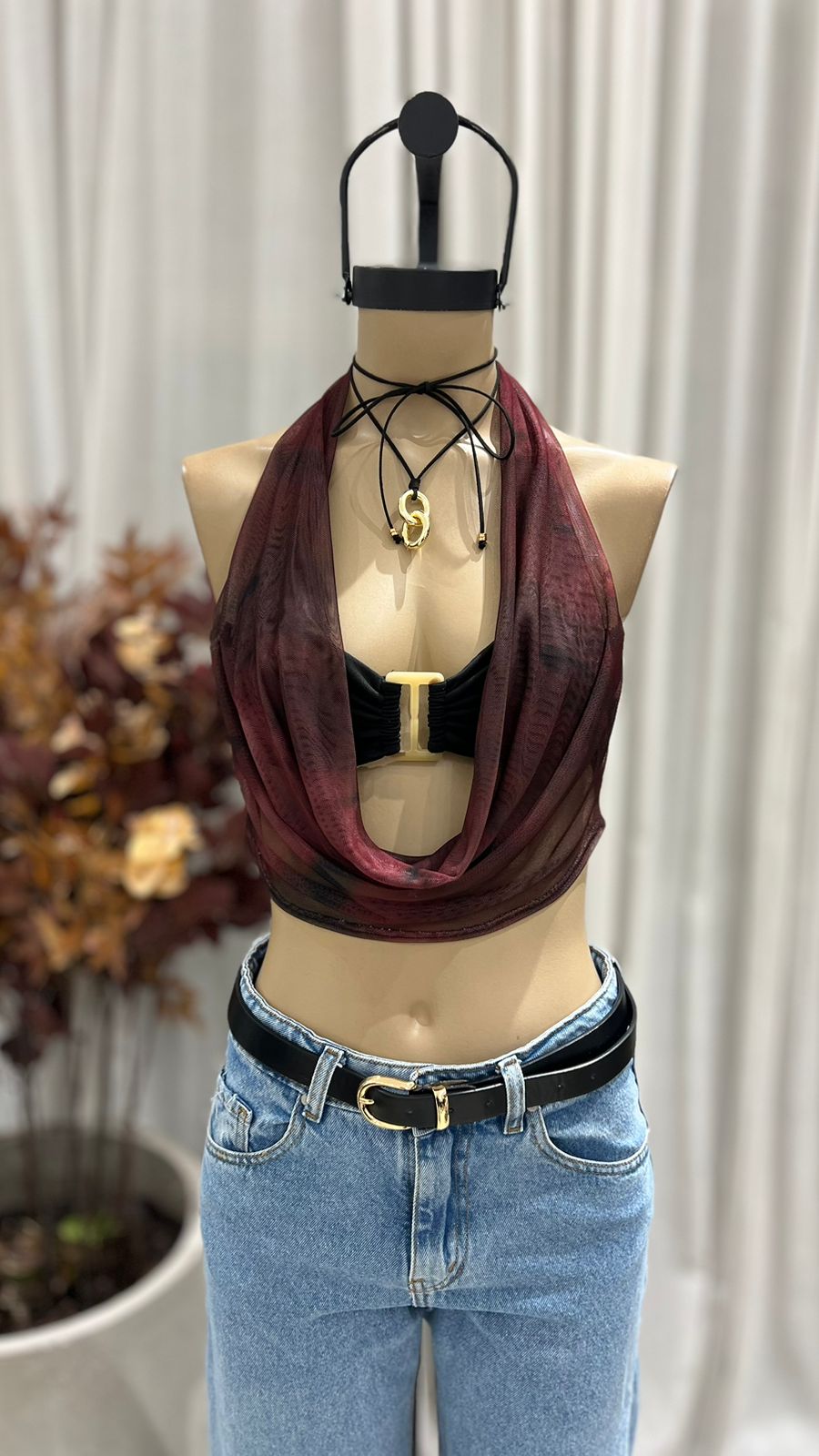 T229 - TOP BUCHE CON BANDO HEBILLA - MICROTUL SUBLIMADO