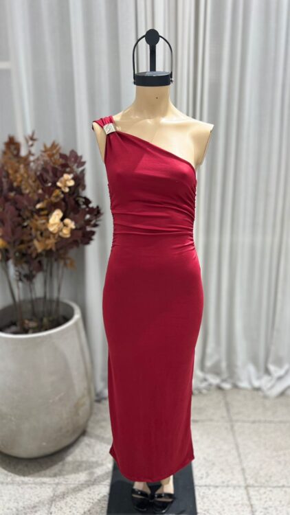 V76 - MAXIVESTIDO UN HOMBRO ACCESORIO "ATHENA" - MODAL GAMUZADO - Imagen 3