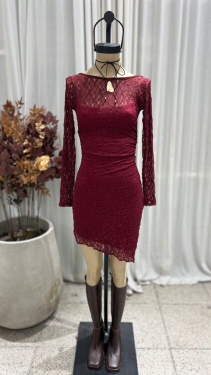 V80 - VESTIDO M/L FORRERIA DELANTERA - ENCAJE ARIA - Imagen 4