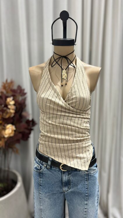 T234 - TOP HALTER- BAMBULA RAYADA - Imagen 3