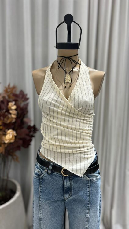 T234 - TOP HALTER- BAMBULA RAYADA - Imagen 2