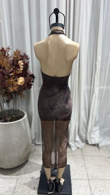 V81 - MAXIVESTIDO HALTER - MICROTUL SUBLIMADO - Imagen 3