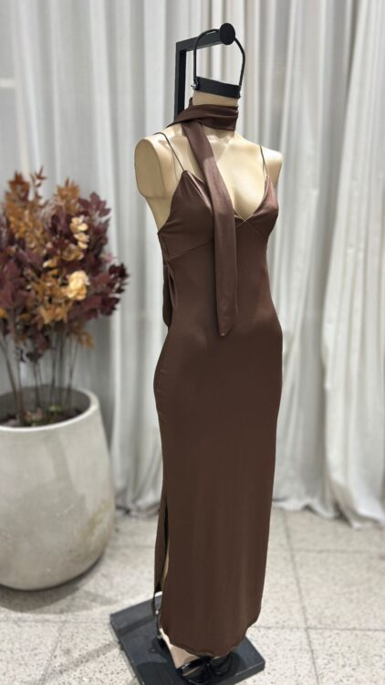 V83 - MAXIVESTIDO CORDON TAJO C/ LAZO - MICROFIBRA - Imagen 2