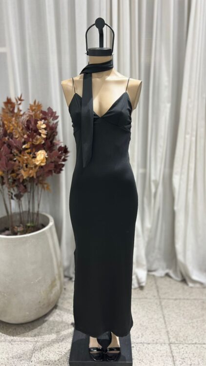 V83 - MAXIVESTIDO CORDON TAJO C/ LAZO - MICROFIBRA