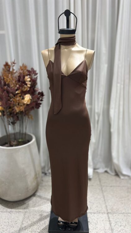 V83 - MAXIVESTIDO CORDON TAJO C/ LAZO - MICROFIBRA - Imagen 6