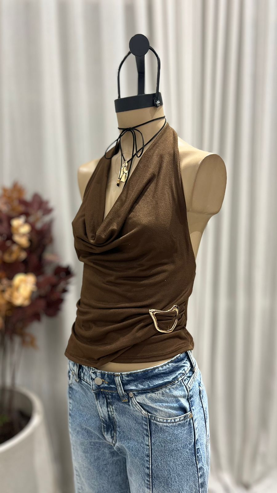 T238 - TOP BUCHE ACCESORIO NUBE - MODAL GAMUZADO