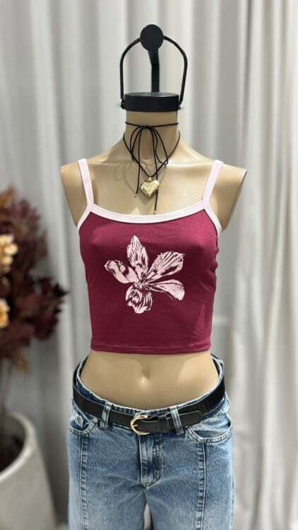 T244 - TOP S/M CONTRATONO FLOR – ALGODON LYCRA - Imagen 4