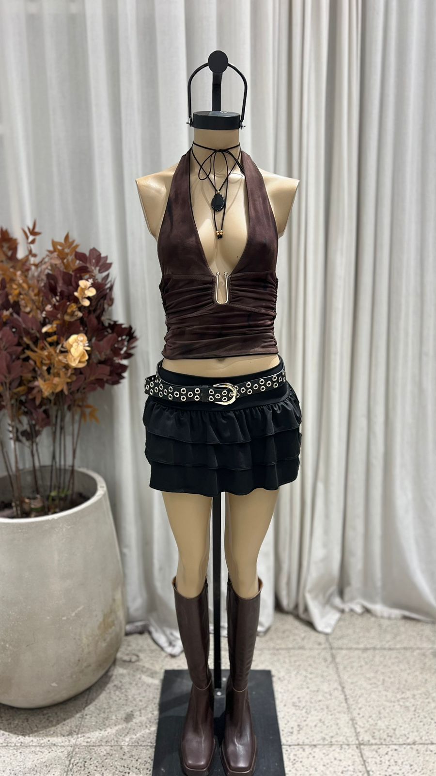 P58 - SKORT TRIPLE VOLADO - MICROFIBRA