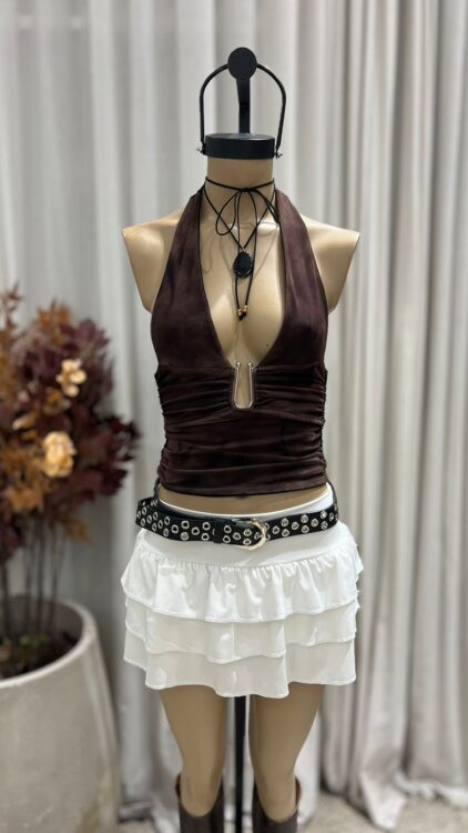 P58 - SKORT TRIPLE VOLADO - MICROFIBRA - Imagen 4