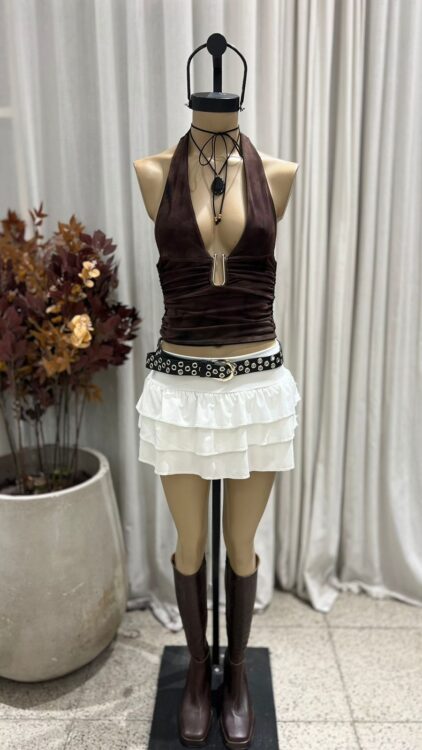 P58 - SKORT TRIPLE VOLADO - MICROFIBRA - Imagen 5
