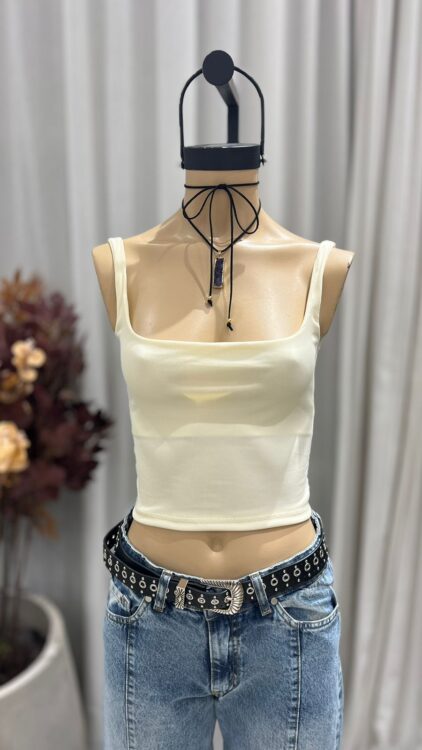 T246 - TOP CUELLO CUADRADO - MORLEY ALGODON - Imagen 2