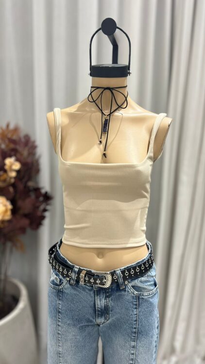 T246 - TOP CUELLO CUADRADO - MORLEY ALGODON - Imagen 3