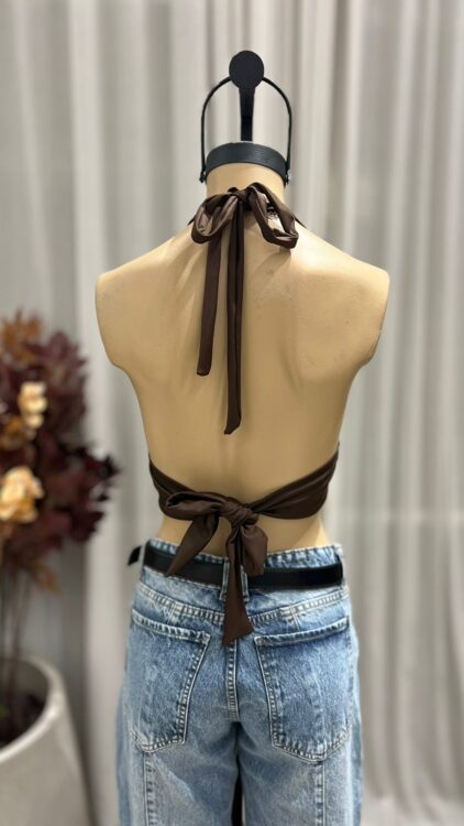 T255 - TOP MARILYN CORTO ARGOLLA PIEDRA - MICROFIBRA - Imagen 3