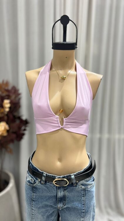 T255 - TOP MARILYN CORTO ARGOLLA PIEDRA - MICROFIBRA - Imagen 6