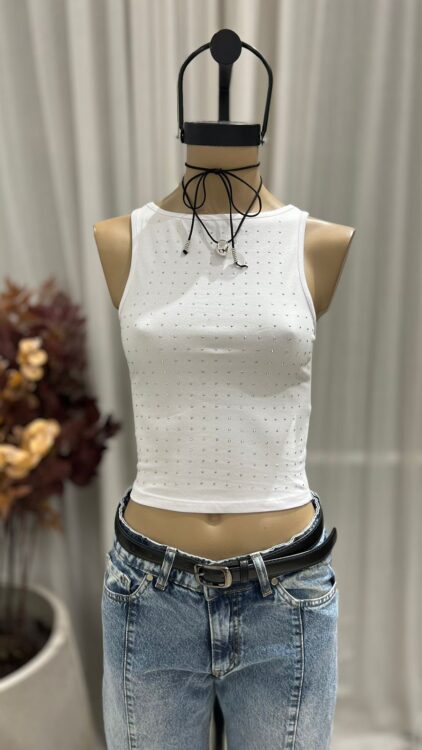 T269 - MUSCULOSA CUELLO CERRADO HOTFIX - ALGODON LYCRA - Imagen 2