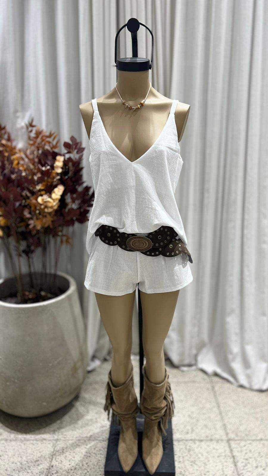 T290 - BLUSA ESCOTE V TIRA - ALGODON PURO