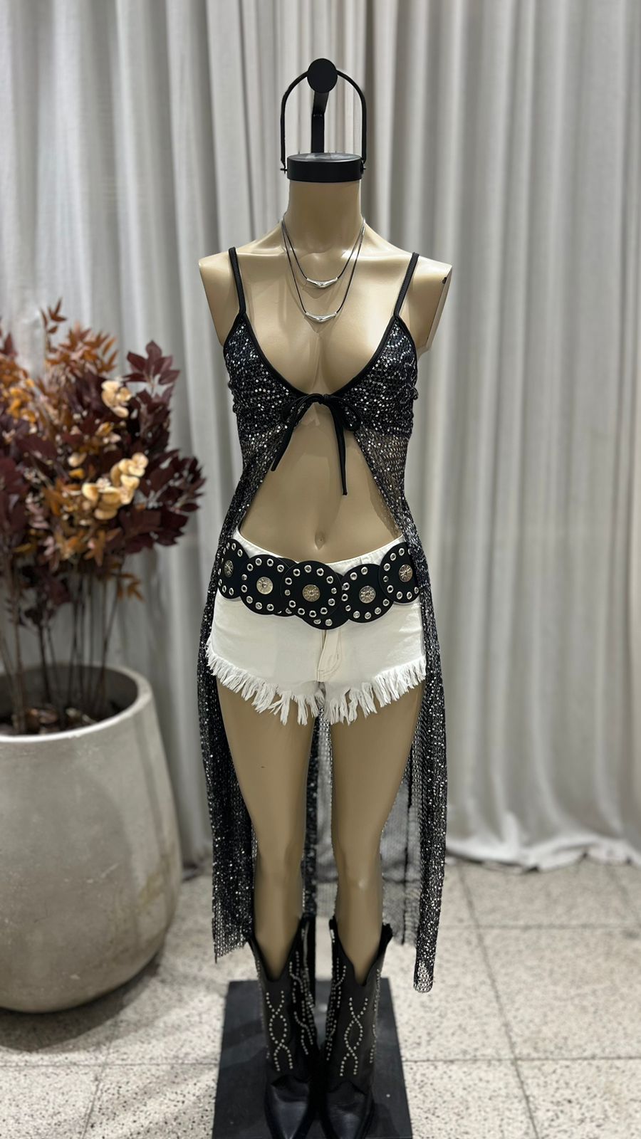 V93 - VESTIDO CAPA CON FORRERIA - RED LENTEJUELAS