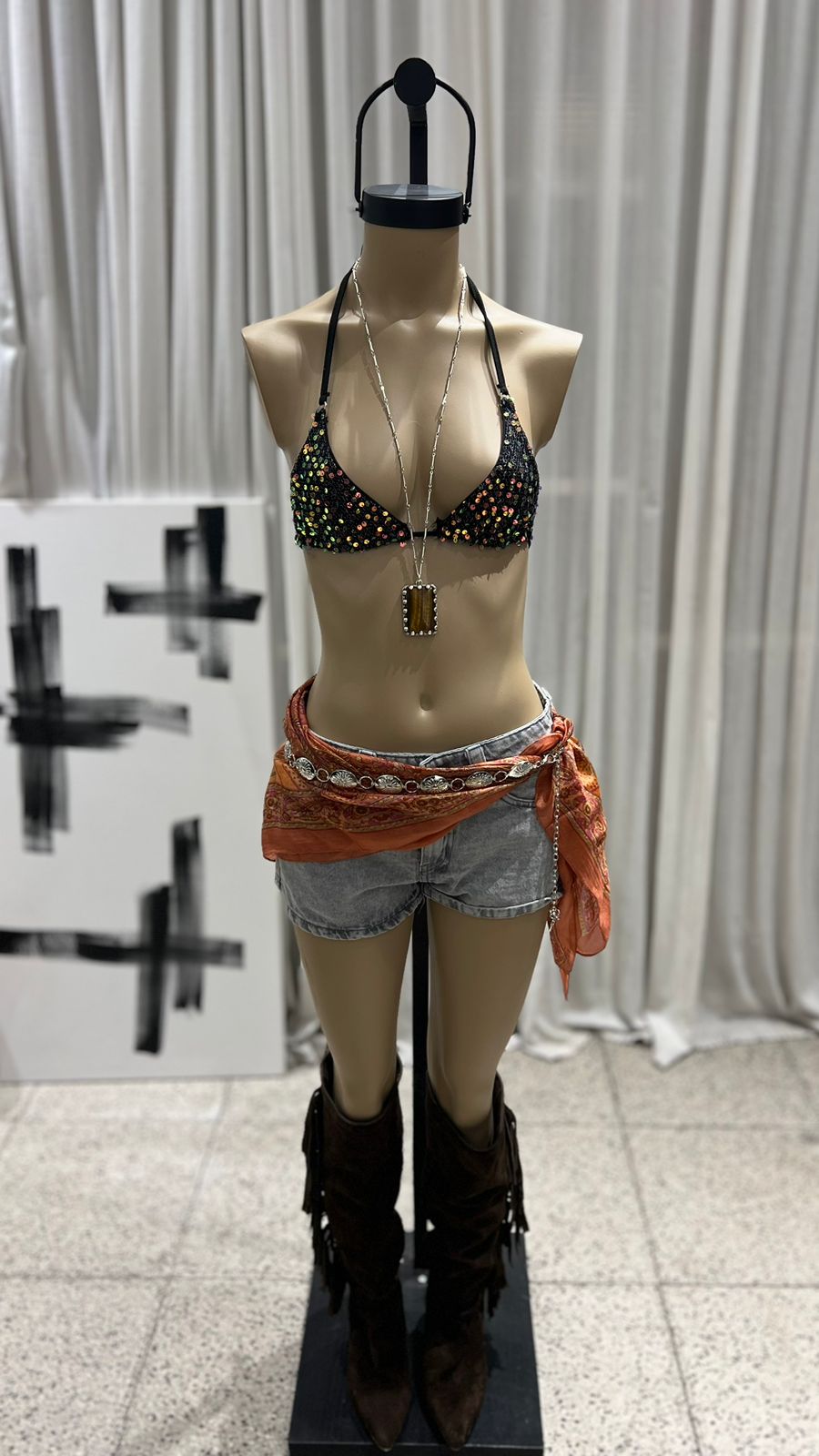 BK05 - TOP BIKINI - RED LENTEJUELAS