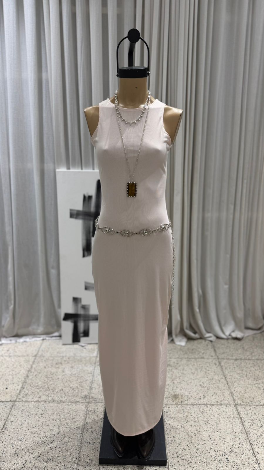 V127 - MAXIVESTIDO HALTER S/M - MORLEY ALGODON - Imagen 6