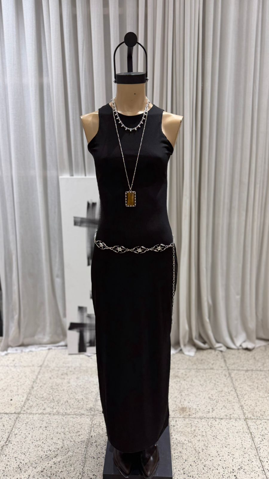 V127 - MAXIVESTIDO HALTER S/M - MORLEY ALGODON - Imagen 4