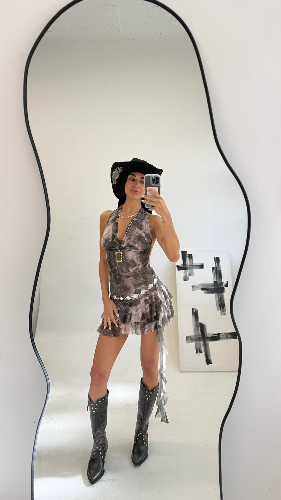 V110 - VESTIDO BUCHE LAZO TRIPLE VOLADO - MICROTUL SUBLIMADO