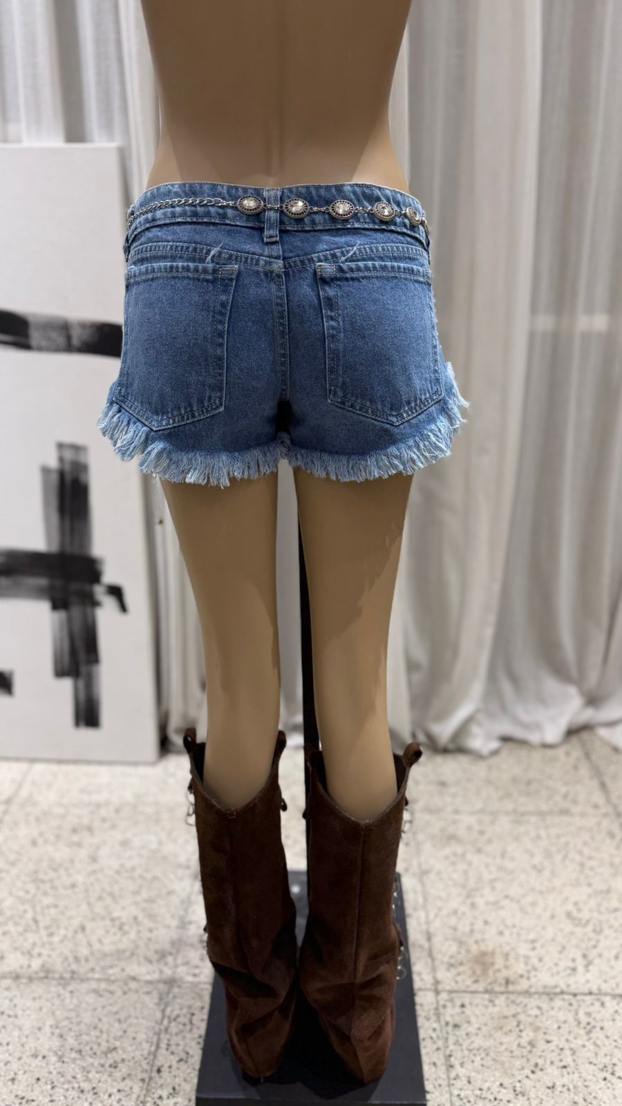 P117 - SHORT TB DOBLE TACHA - JEAN DENIM - Imagen 3