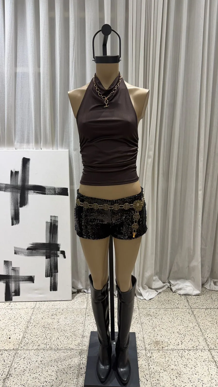 T360 - TOP HALTER FRUNCE LATERAL Y ESPALDA - MICROFIBRA