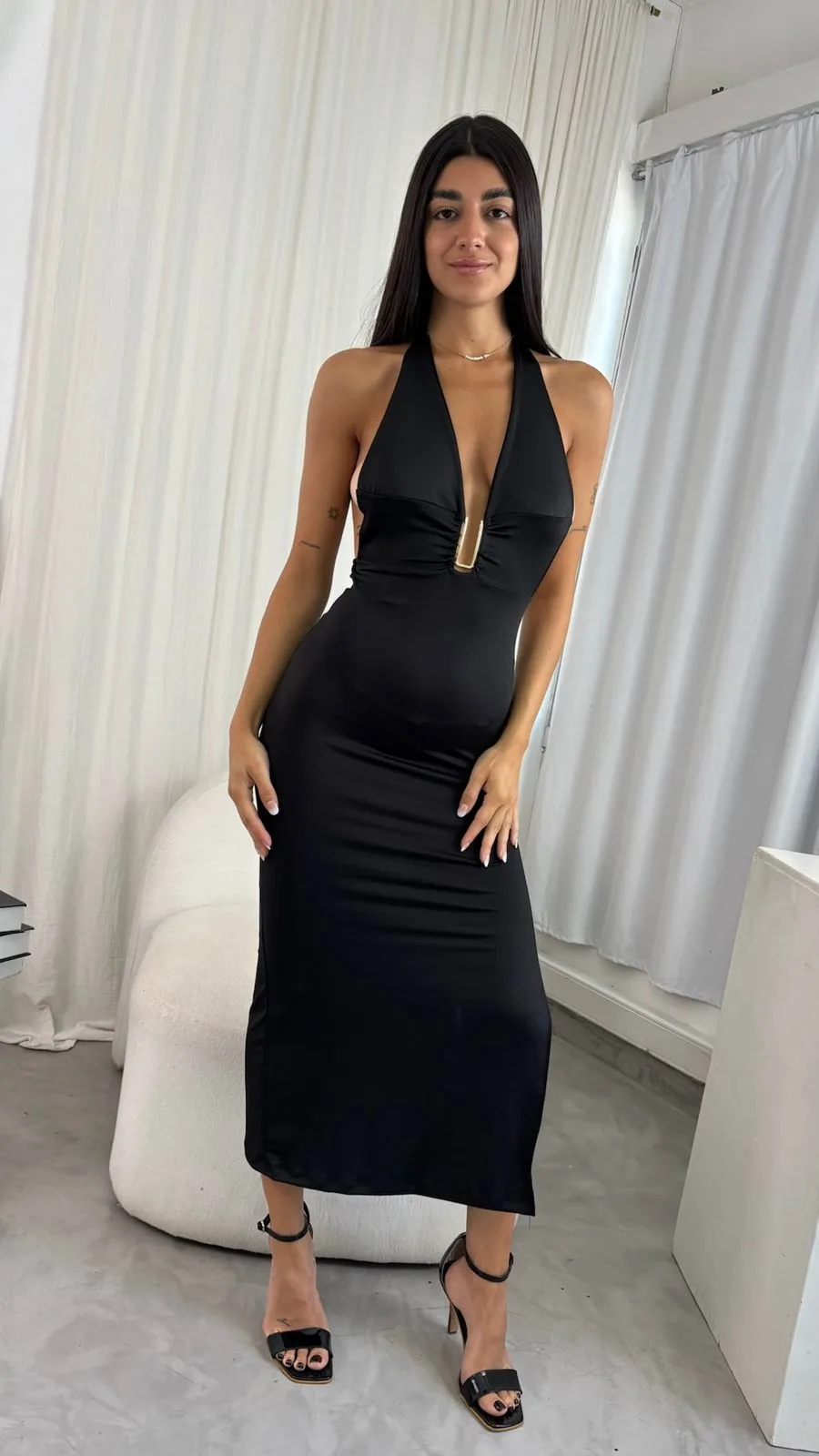 V161 - MAXIVESTIDO MARILYN ACC. U - MICROFIBRA