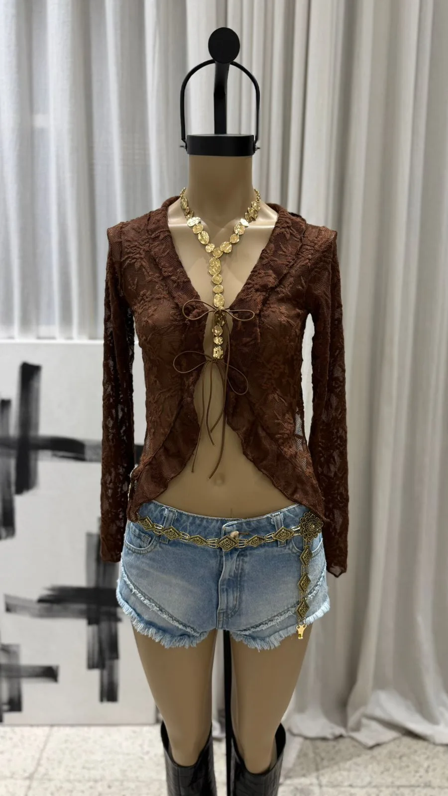 26/BL03 - BLUSA M/L DOBLE CORDON - ENCAJE