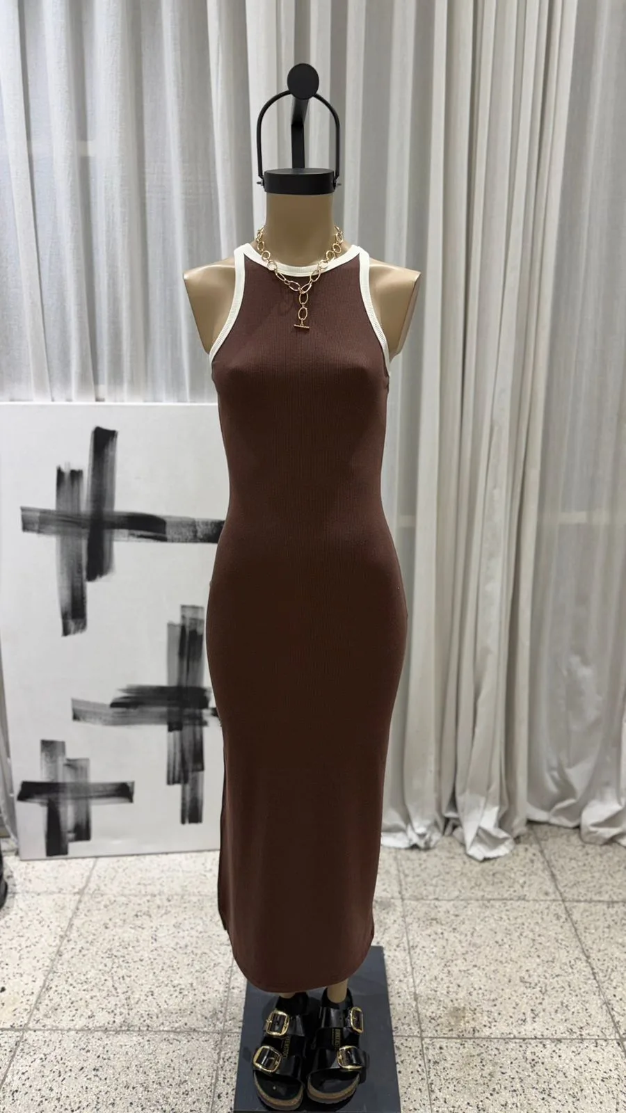 26/V12 - MAXIVESTIDO HALTER CONTRATONO TAJO - MORLEY PREMIUM