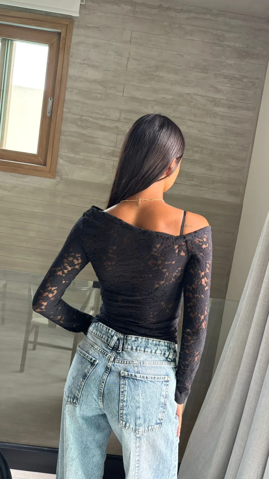 26/T25 - TOP M/L HOMBRO CAIDO - ENCAJE FLOCK - Imagen 4