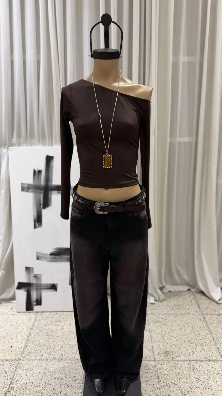 26/T30 - TOP M/L UN HOMBRO CAIDO - MICROFIBRA