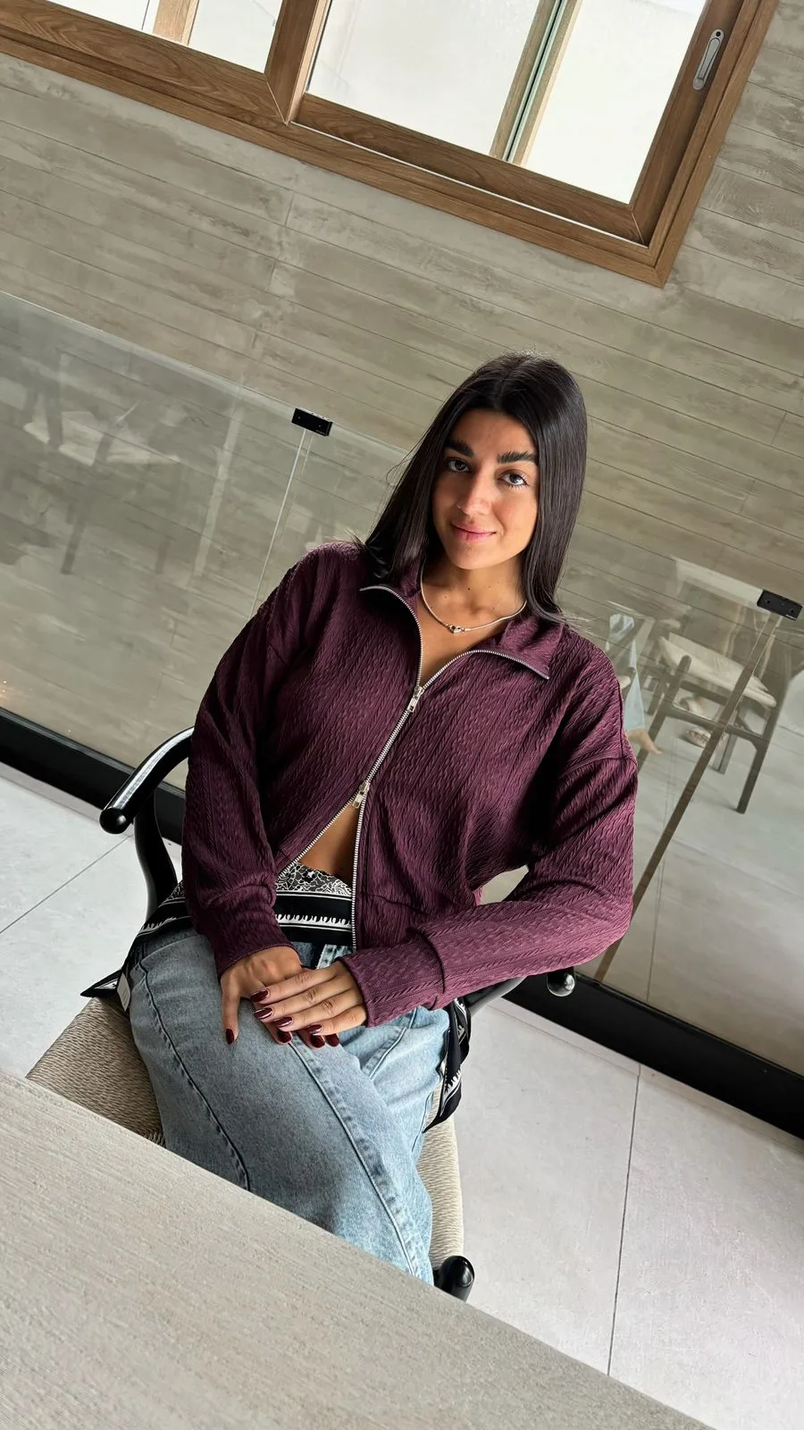 26/B07 - CAMPERA CHOMBA DOBLE CIERRE - TEJIDO CABLE