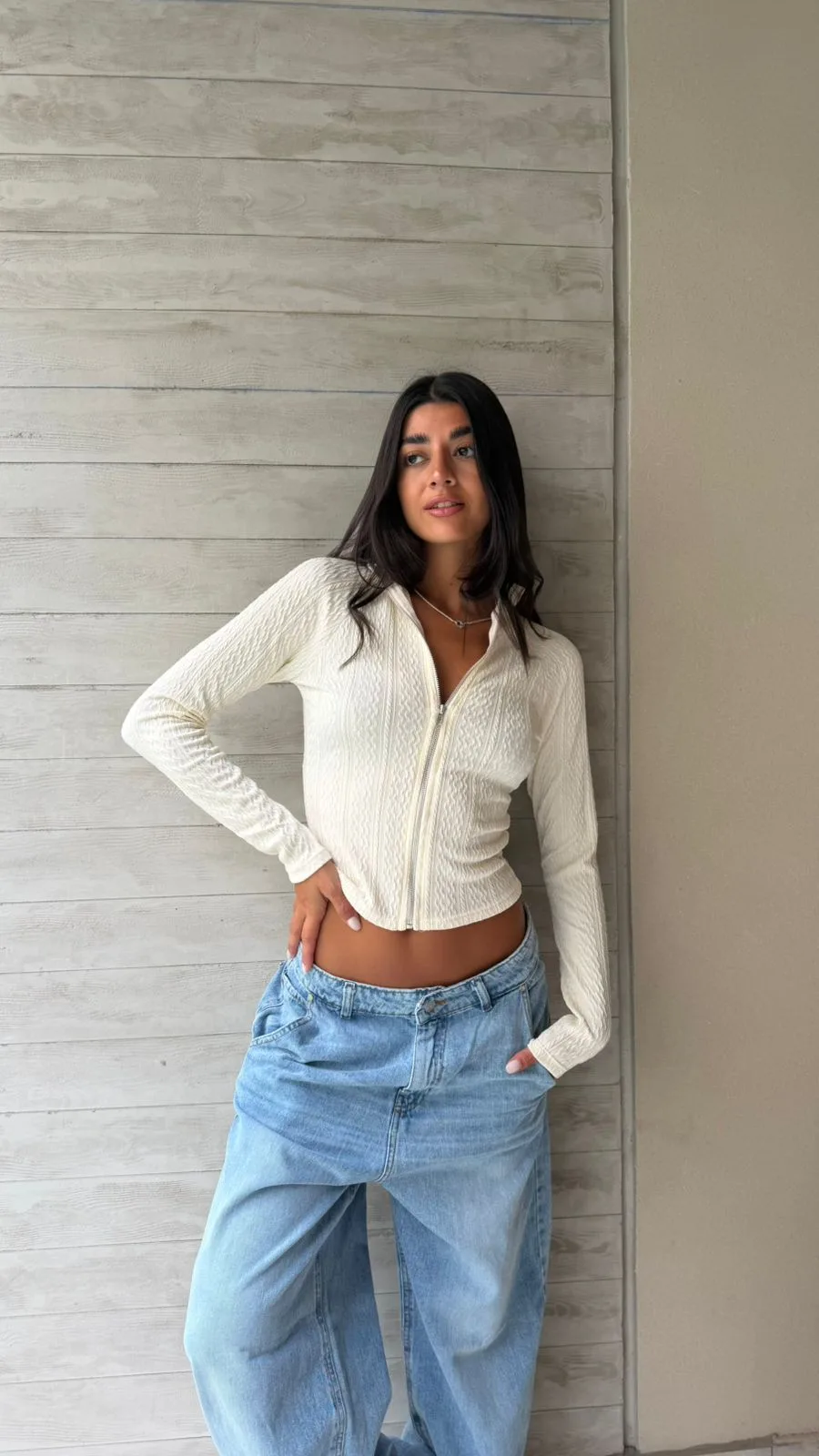 26/T42 - TOP M/L CIERRE - TEJIDO CABLE