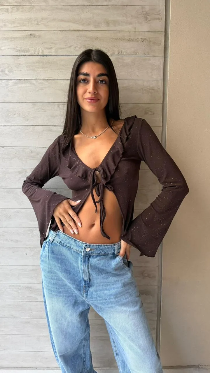 26/T49 - TOP M/L ABIERTO TIRAS - LANILLA SPARKLE