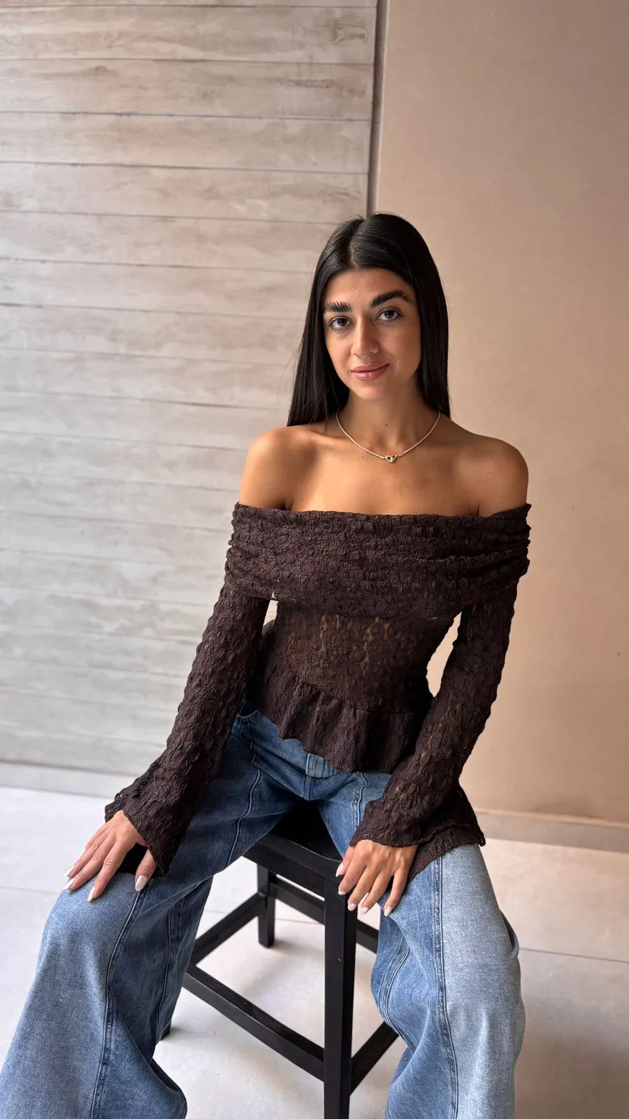 26/T60 - PAISANA M/L OXFORD VOLADO - ENCAJE