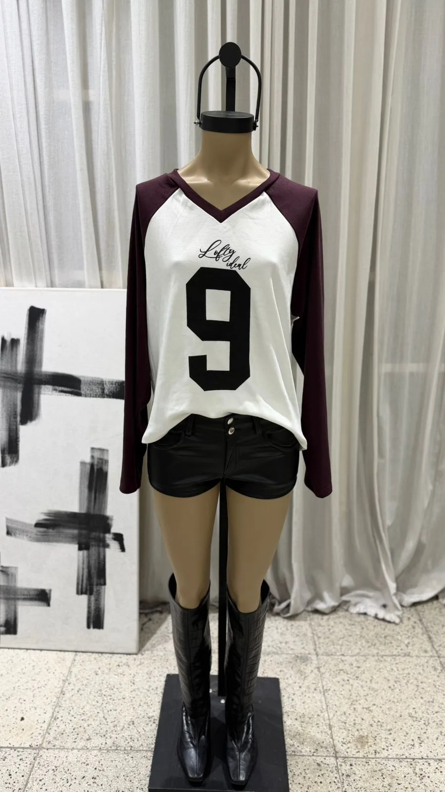 26/R24 - REMERA M/L RANGLAN " 9 " - RIBB ALGODON